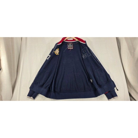 Vintage 90s Rugby USA Starter Jacket Varsity Letterman Patches Zip Navy Blue 2XL - Picture 4 of 16